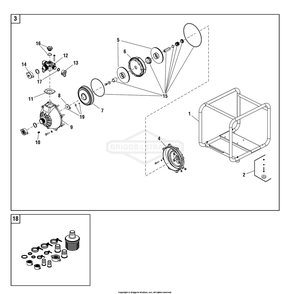 Pump (073047) Diagram and Parts List for 073047-00  Briggs and Stratton Water Pump